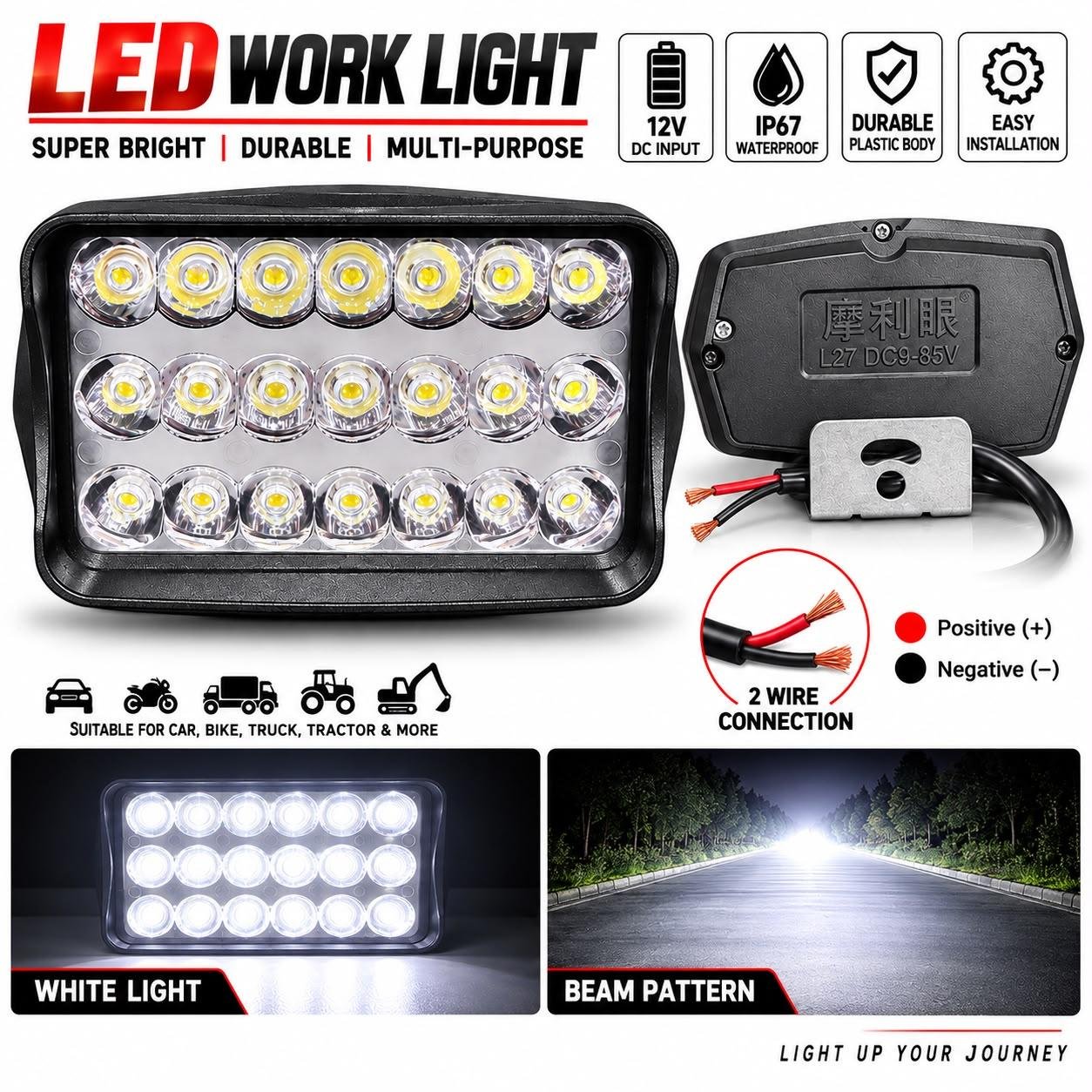 21 LED 12V DC White Work Light